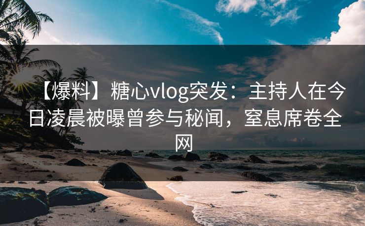 【爆料】糖心vlog突发：主持人在今日凌晨被曝曾参与秘闻，窒息席卷全网